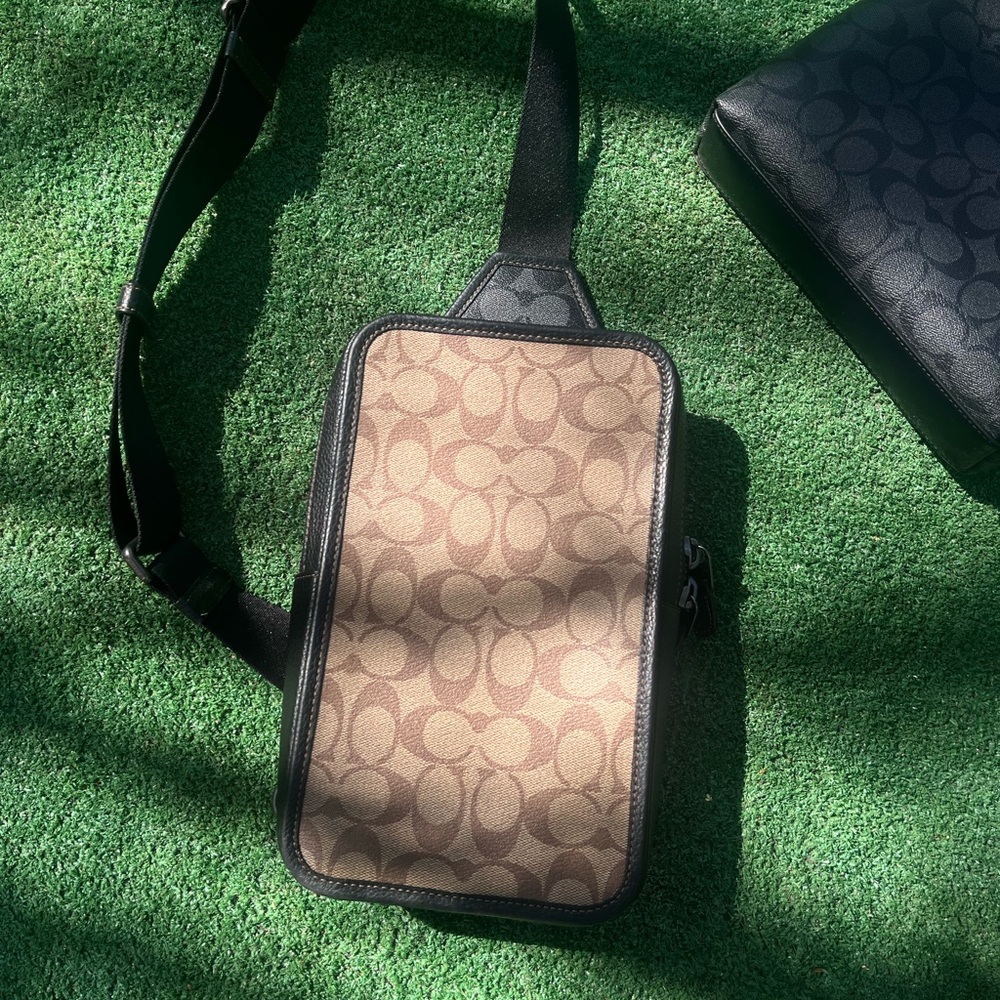 Coach Tan and Black Belt Bag